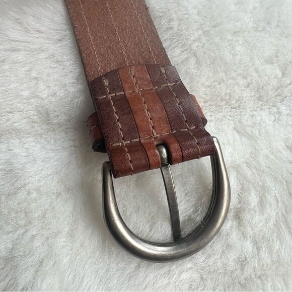 Men’s Fossil Brown Leather Belt Sz L 42.5” - Picture 10 of 13